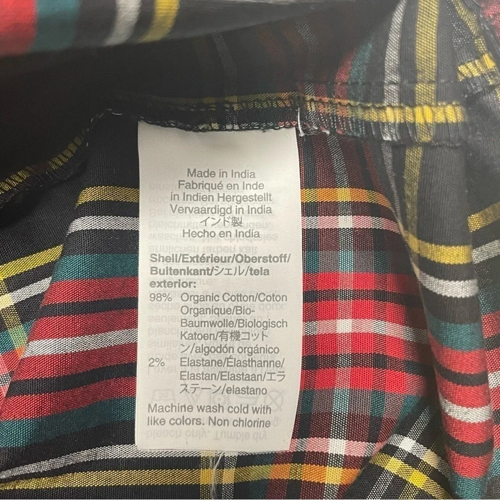 J. Crew Tartan puff-sleeve top in stretch poplin Size Medium